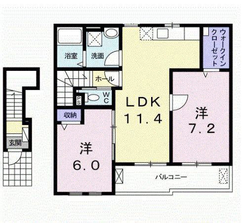 グレイスヒル弐番館(2LDK/2階)の間取り写真