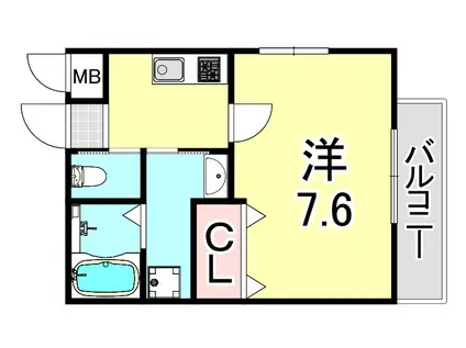 ワコーレヴィータ神戸駅ウエスト(1K/1階)の間取り写真