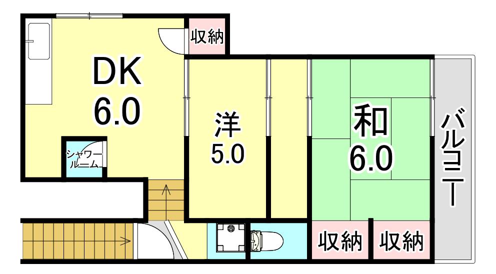 妙法寺池ノ内2戸アパート(1DK/1階)の間取り写真