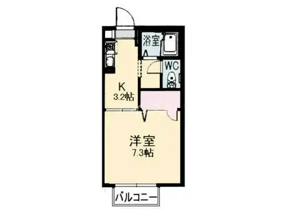 メゾン・フルールB(1K/2階)の間取り写真