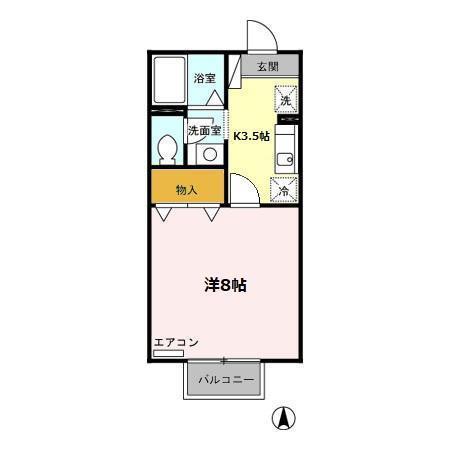 グランドール桜(1K/1階)の間取り写真
