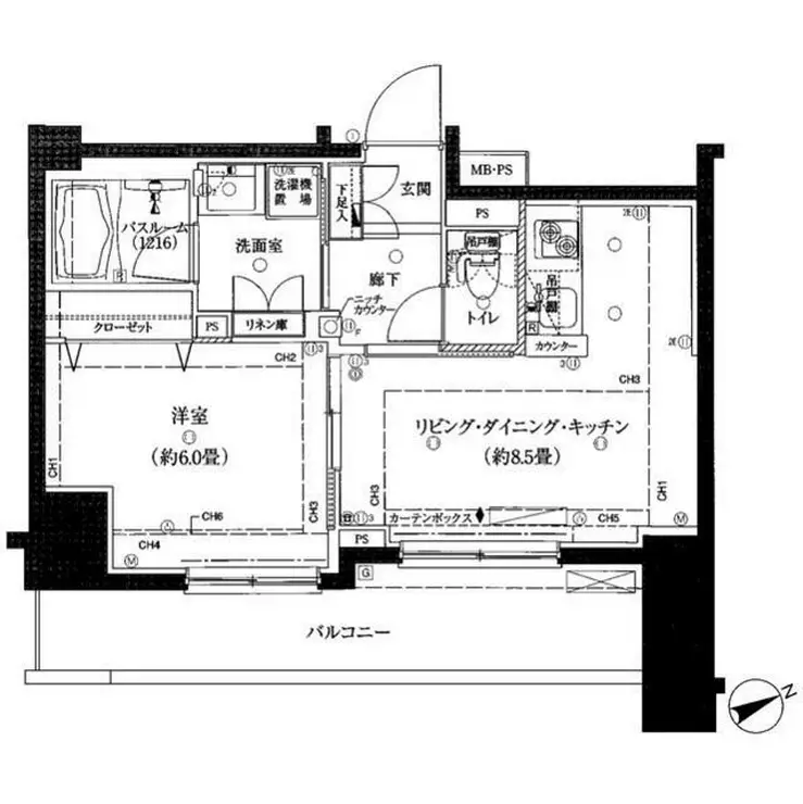 クリオ横浜桜木町ラ・モード 3階階 間取り