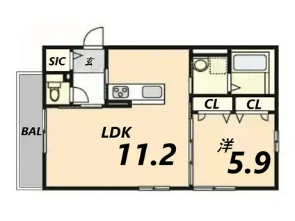クレールメゾン(1LDK/2階)の間取り写真