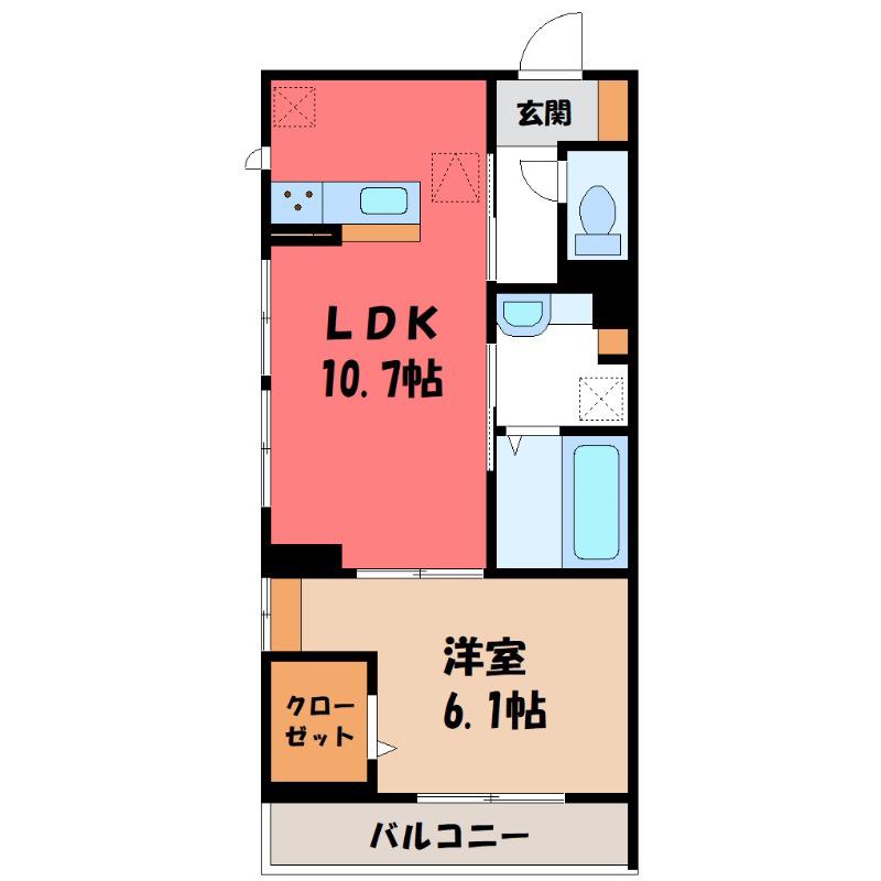 D-ROOM FIORE ”N”(1LDK/1階)の間取り写真