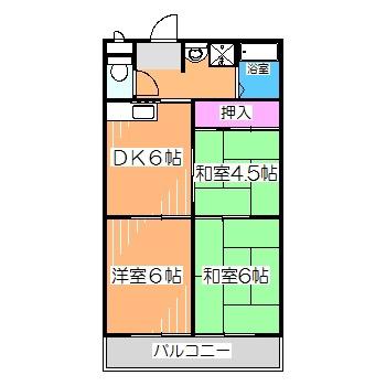 サニーハイツ健翔(3DK/3階)の間取り写真