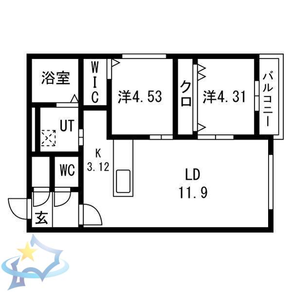 AYA 23(2LDK/3階)の間取り写真