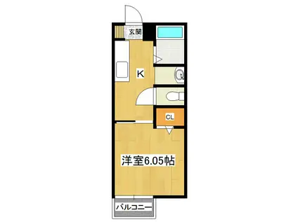 ジュネスハイム(1K/2階)の間取り写真