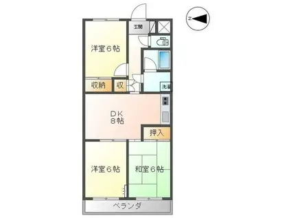 グランディールYOKOYAMA II(3DK/3階)の間取り写真