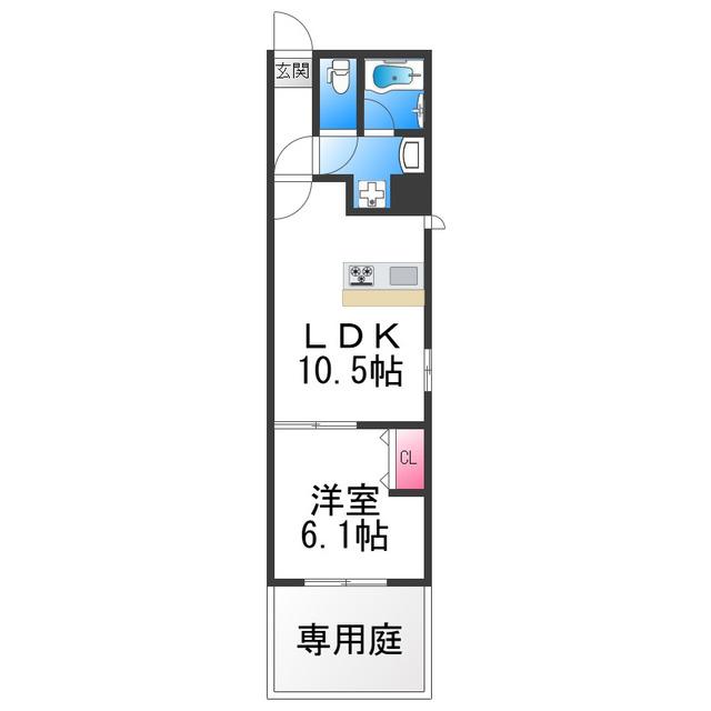 メルヴェーユ堺七道(1LDK/1階)の間取り写真