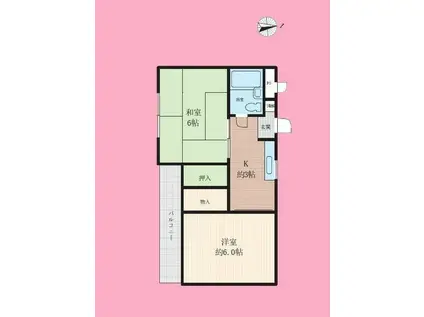 サンハイム竹間(2K/3階)の間取り写真