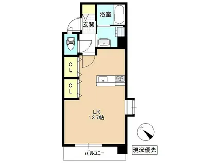 シティドエル(1LK/3階)の間取り写真