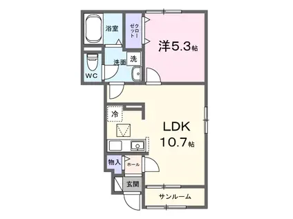 セイバリー KUBO II(1LDK/1階)の間取り写真