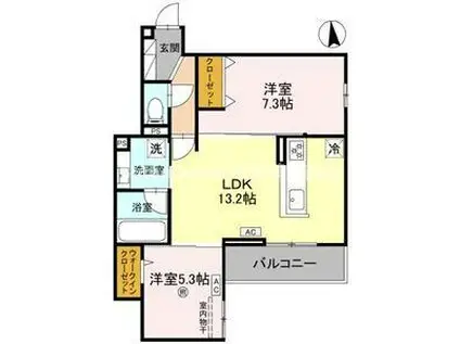 BRILANT(2LDK/2階)の間取り写真