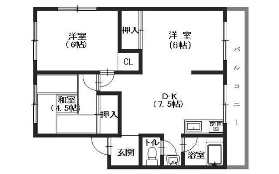 米尾マンション(3DK/2階)の間取り写真