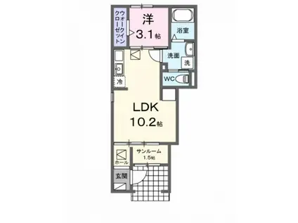 南プス・レジデンス(1LDK/1階)の間取り写真