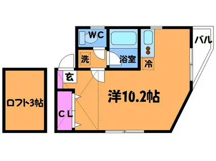 リトルピュア・トモ(ワンルーム/2階)の間取り写真