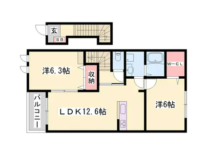 ソレイユ II番館(2LDK/2階)の間取り写真