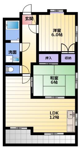 コスモスA(2LDK/2階)の間取り写真
