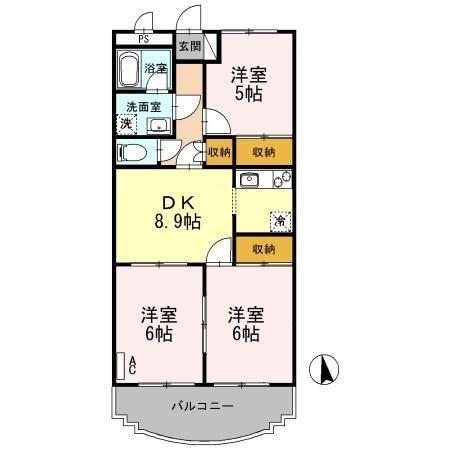 プルメリアイズシ(2LDK/2階)の間取り写真