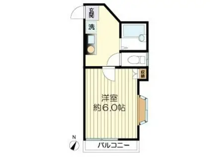 パラスト百合ヶ丘(1K/2階)の間取り写真