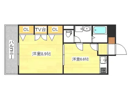 コスモス小倉駅前II(1DK/6階)の間取り写真