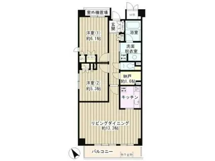 ピュアステージ千歳船橋(2LDK/1階)の間取り写真