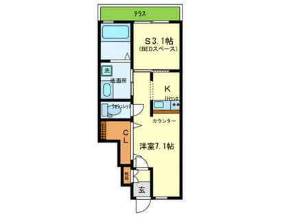 ONLYONE宝塚山本I(ワンルーム/1階)の間取り写真