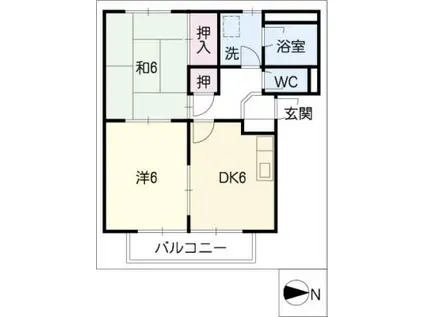 SKY グリュック ファミリエ(2DK/1階)の間取り写真