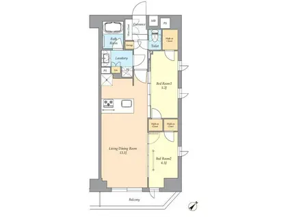 AIFLAT渋谷西原(2LDK/2階)の間取り写真