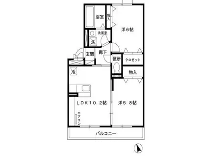 ウィンザー大槻B(2LDK/2階)の間取り写真