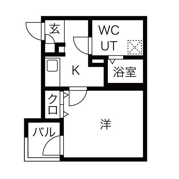 メイクスR高畑(1K/3階)の間取り写真