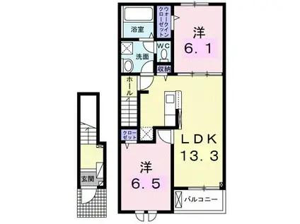 レスポワール D(2LDK/2階)の間取り写真