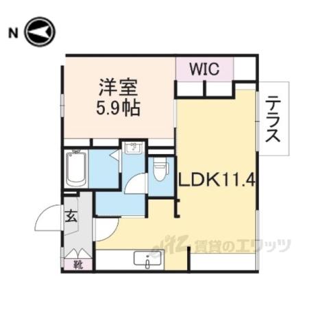 ペアハイツ(1LDK/1階)の間取り写真