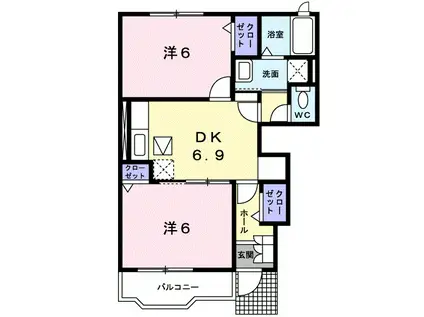 サンライズ幸(2DK/1階)の間取り写真