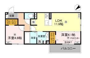 D-ROOM平井C棟(2LDK/1階)の間取り写真