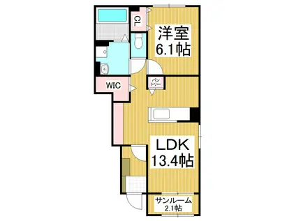 アドヴァンス立石(1LDK/1階)の間取り写真