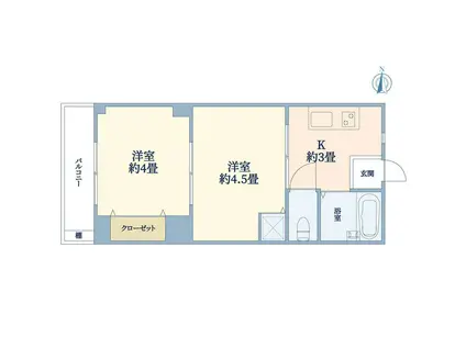 九十九マンション(2K/2階)の間取り写真