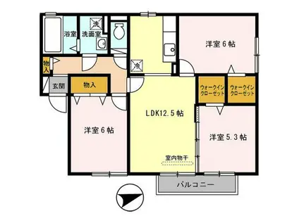 アミカルコートA棟(3LDK/1階)の間取り写真