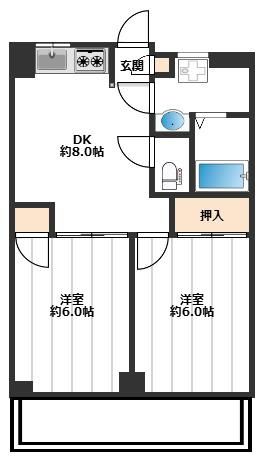 ドミール板橋本町(2DK/3階)の間取り写真