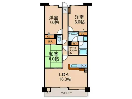 パデシオン宇治小倉(3LDK/6階)の間取り写真