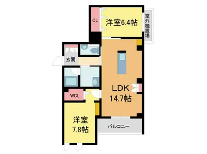 シークリサンス住吉(2LDK/3階)の間取り写真