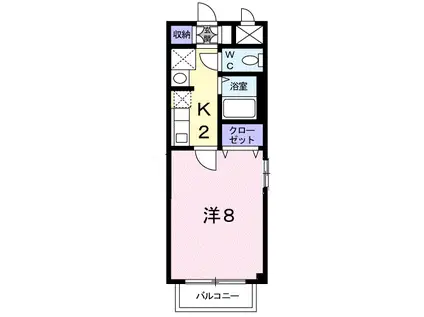 カーサ・ソレアードII番館(1K/2階)の間取り写真