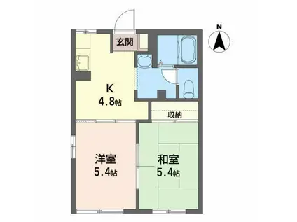 アクア・リッチB(2K/1階)の間取り写真