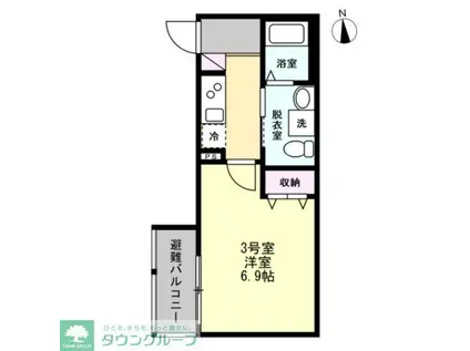 ベイルーム本厚木ブルーム(1K/2階)の間取り写真