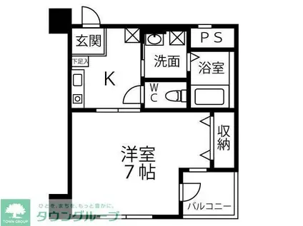 プログレス(ワンルーム/2階)の間取り写真
