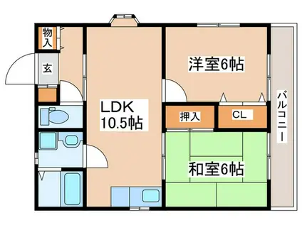 サンライズ西川(2LDK/2階)の間取り写真