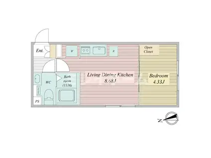 ライブフラット馬込(1LDK/4階)の間取り写真