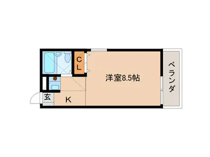 フラッツ郡山(ワンルーム/2階)の間取り写真