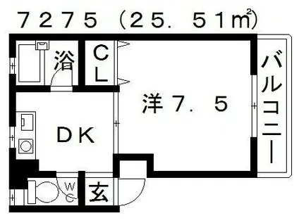 ヴィアーレ古市(1DK/3階)の間取り写真