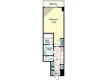 PREMIUM CUBE 武蔵小山(1K/2階)の間取り写真
